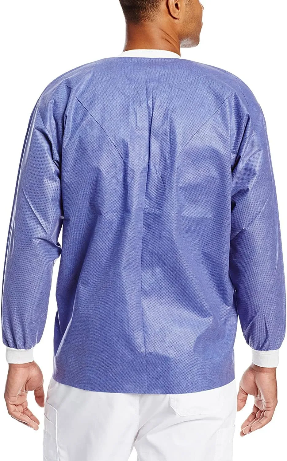 10 Pack Disposable Lab Jackets - Hip Length Reusable Scrub Jacket Unisex, with Knit Cuffs and Pockets