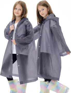 2 Pack Waterproof Raincoats for Kids Reusable,EVA Rain Ponchos Emergency Rain Jacket for Children, Boys and Girls