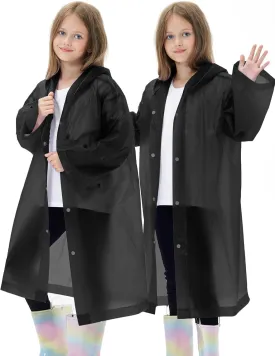 2 Pack Waterproof Raincoats for Kids Reusable,EVA Rain Ponchos Emergency Rain Jacket for Children, Boys and Girls