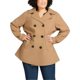 AVENUE - Pintuck Hooded Pea Coat
