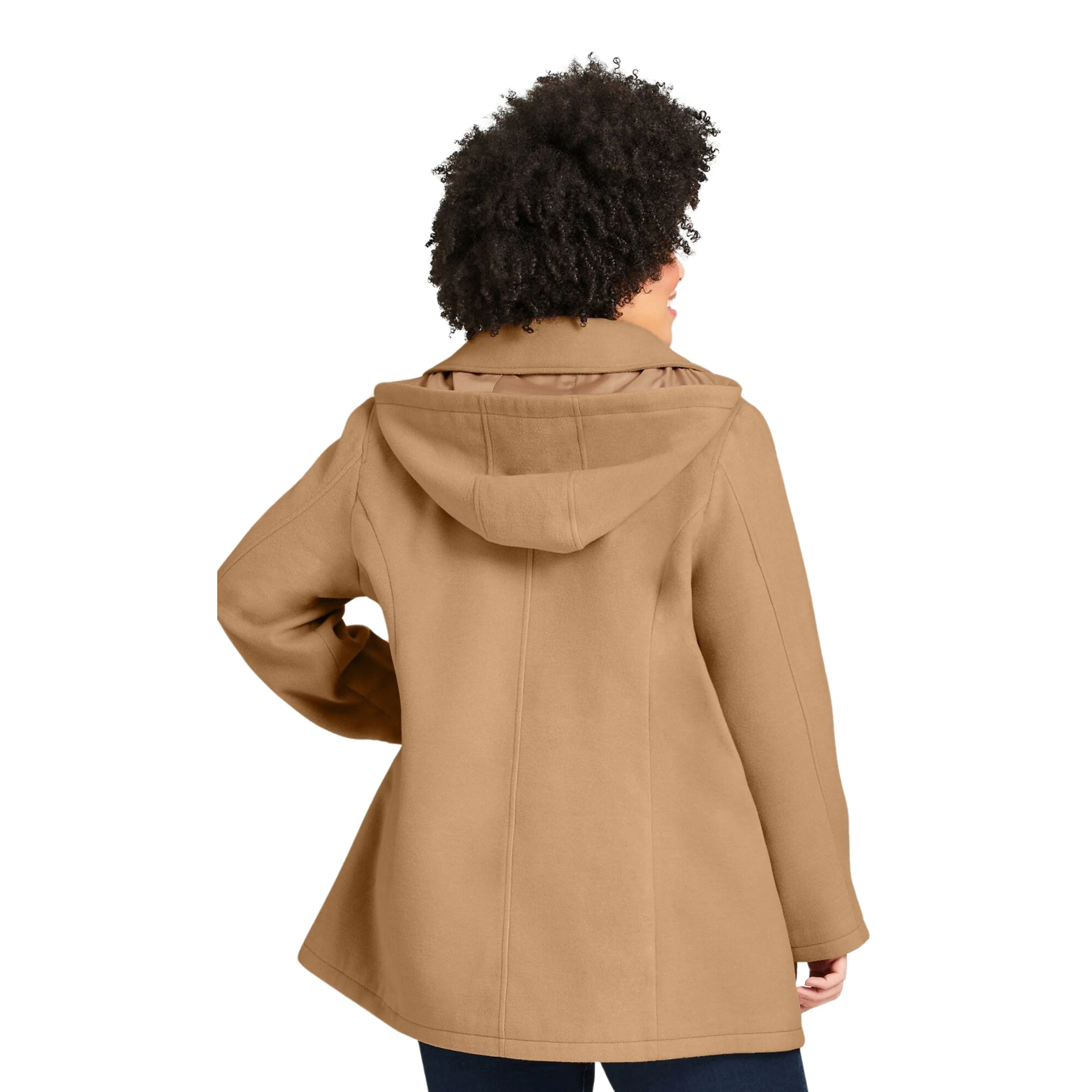 AVENUE - Pintuck Hooded Pea Coat