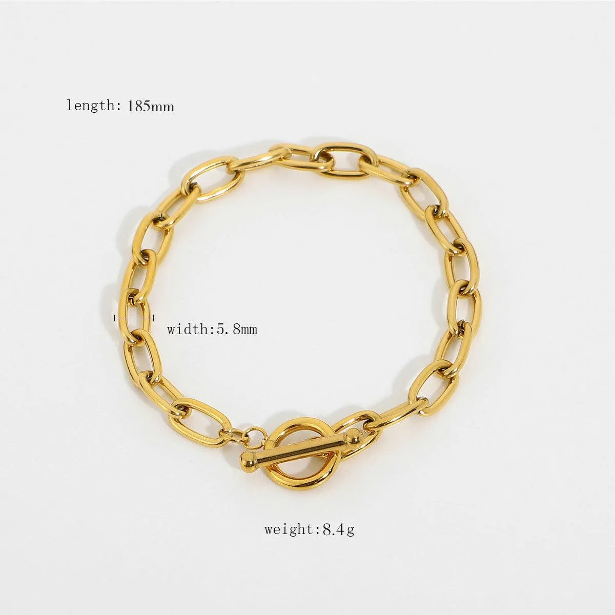 B9.OT circle Gold Plated Stainless Steel Oval Bracelet