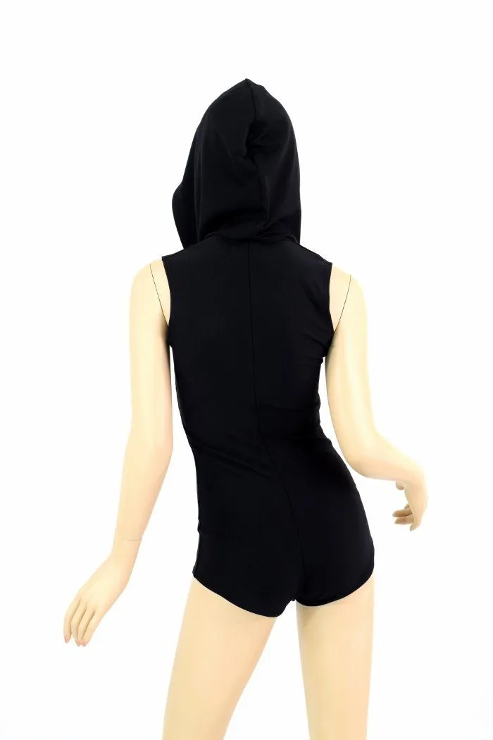 Black Romper with Red Hood Lining