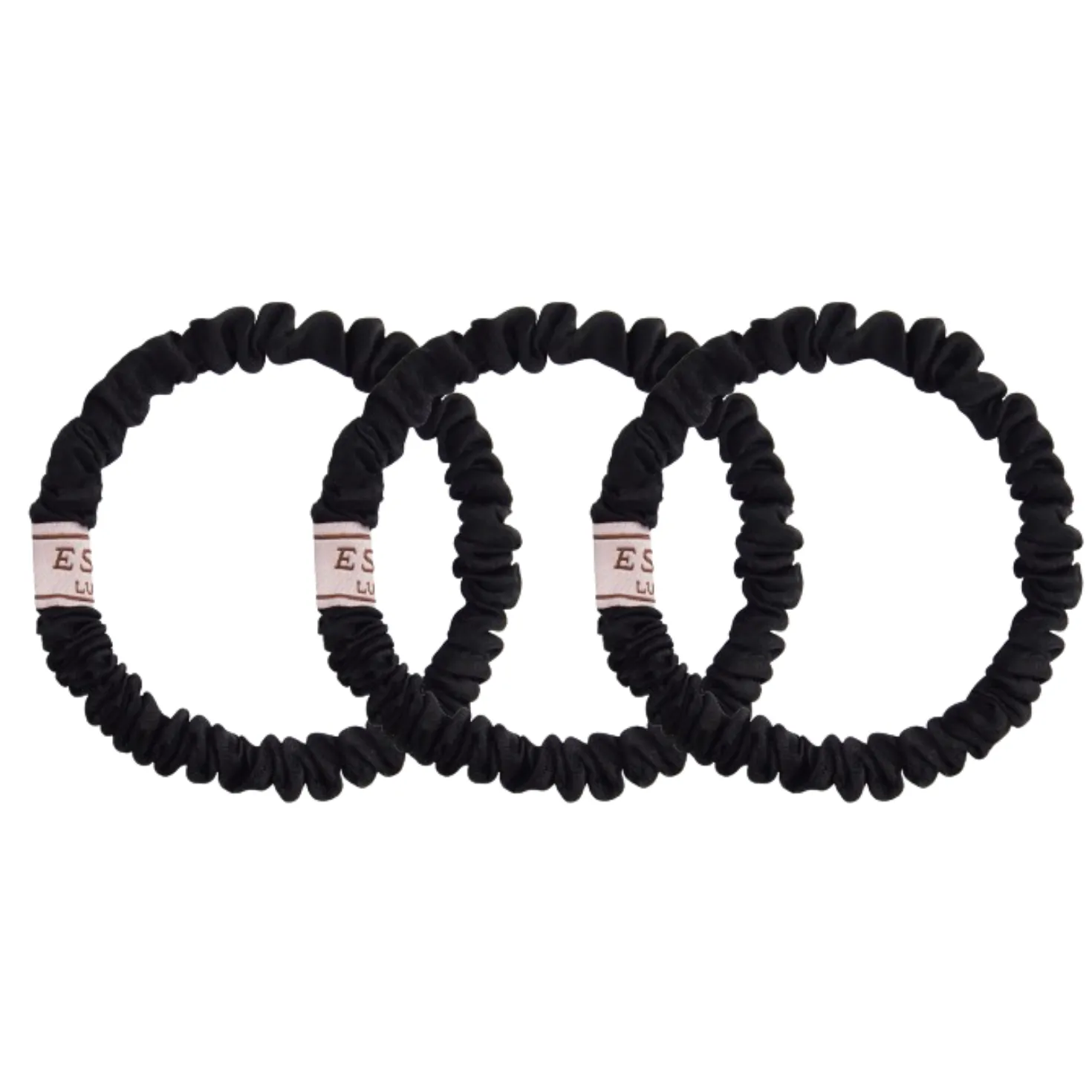 Black Skinny Silk Scrunchies- 3
