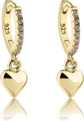 Cherished Moments Girls Sterling Silver Huggie Earrings with Drop Heart or Cross for Kids, Teens or Women