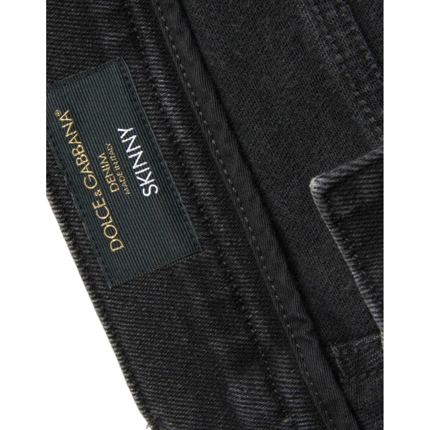 Dolce & Gabbana Gray Cotton Stretch Skinny Denim Logo Jeans