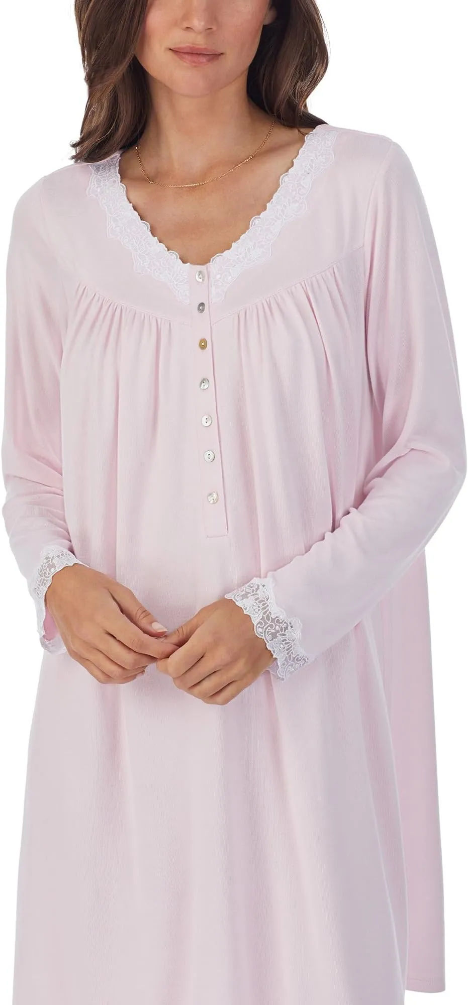Eileen West Long Sleeve Knit Short Dress with Sweater, Pink Ditsy