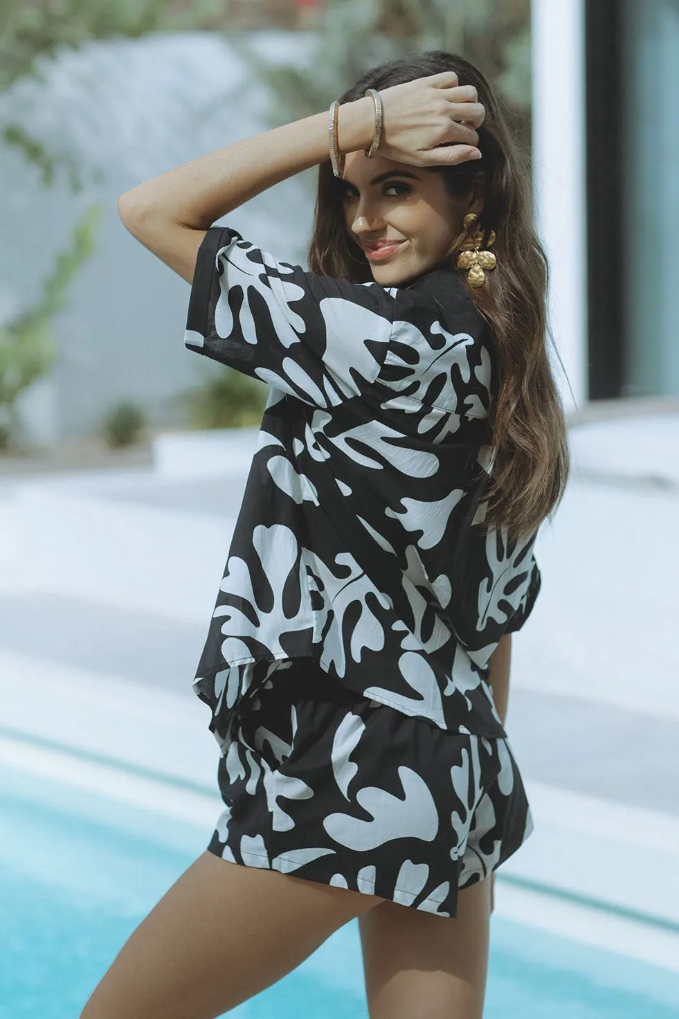 ENYA COTTON SHORTS - BLACK BOTANICA
