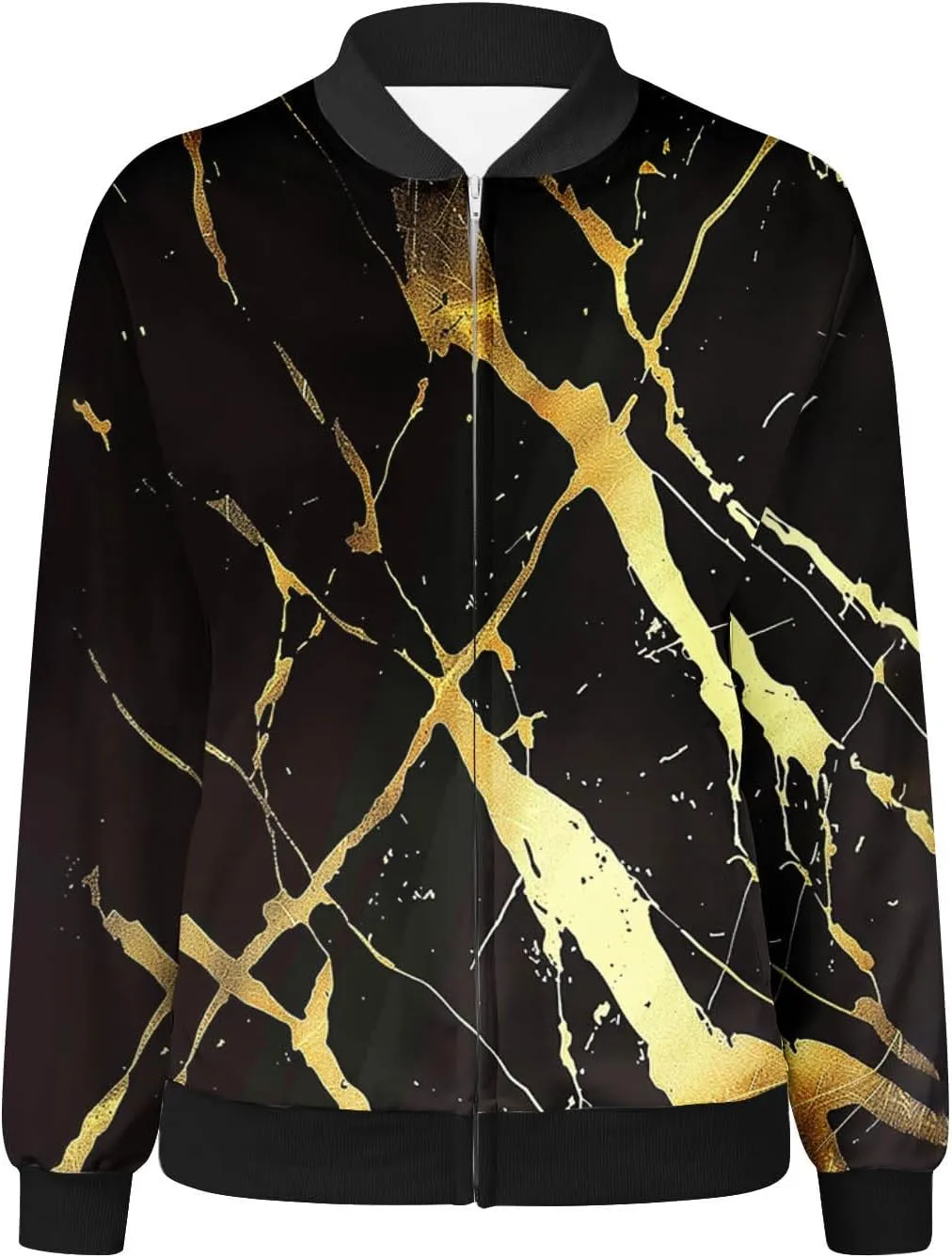 Firzero Fall Jackets for Women 2024 Full Zip Bomber Jacket Lightweight Fall Winter Coats Long Sleeve Oversized Windbreaker