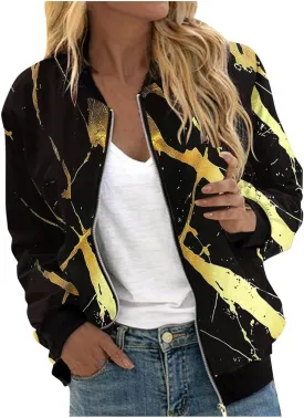 Firzero Fall Jackets for Women 2024 Full Zip Bomber Jacket Lightweight Fall Winter Coats Long Sleeve Oversized Windbreaker