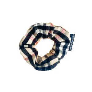 Flannel Scrunchie - Tan Red & Black