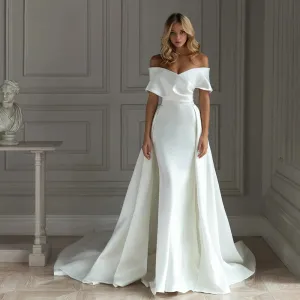 Gorgeous Women's Wedding Dresses Satin Mermaid Vestido De Noiva Fashion Princess Bridal Gowns Robe De Mariée Vestido Noiva