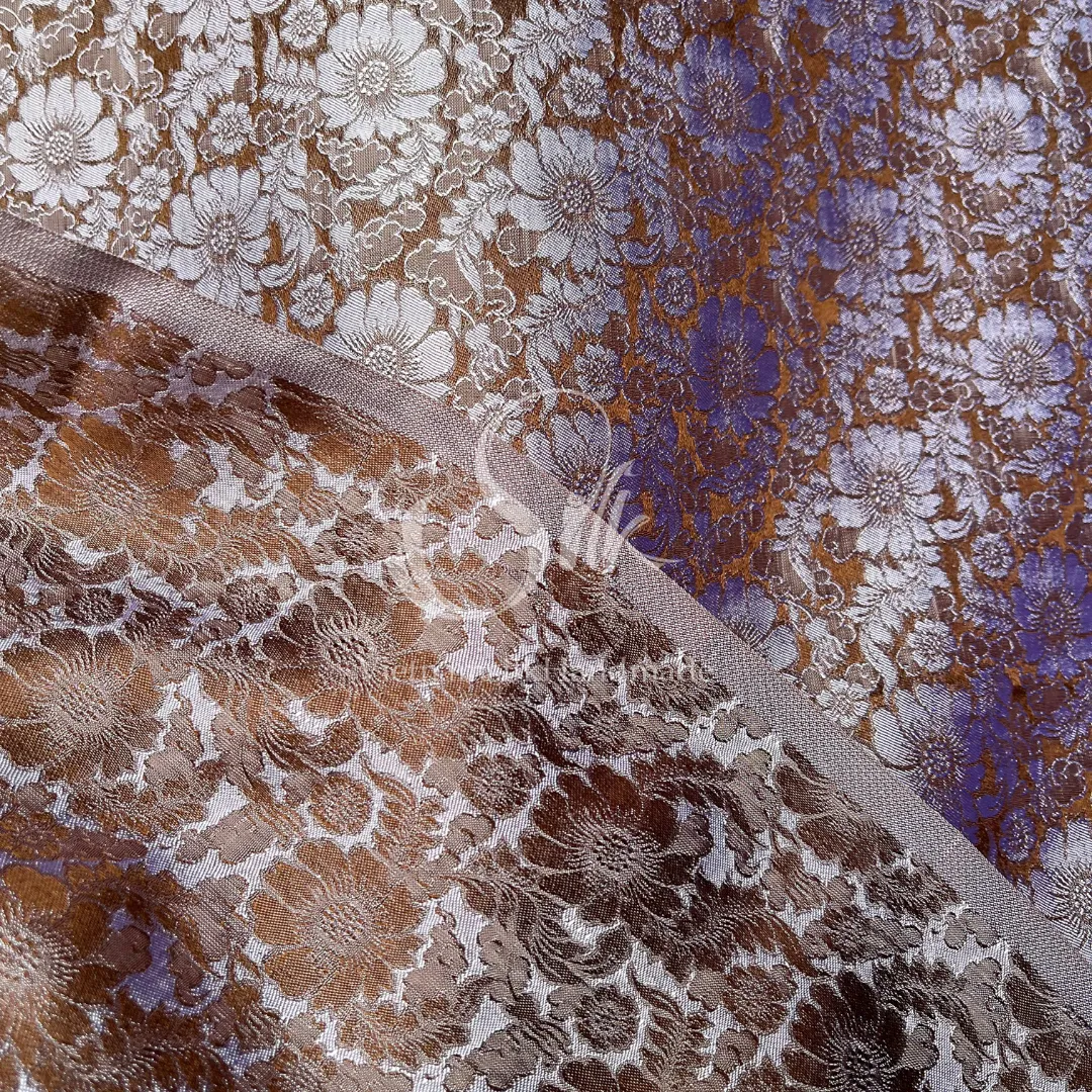 Green Silk with Daisy Flowers - PURE MULBERRY SILK fabric by the yard - Moss Green Floral Silk -Luxury Silk - Natural silk - Handmade in VietNam