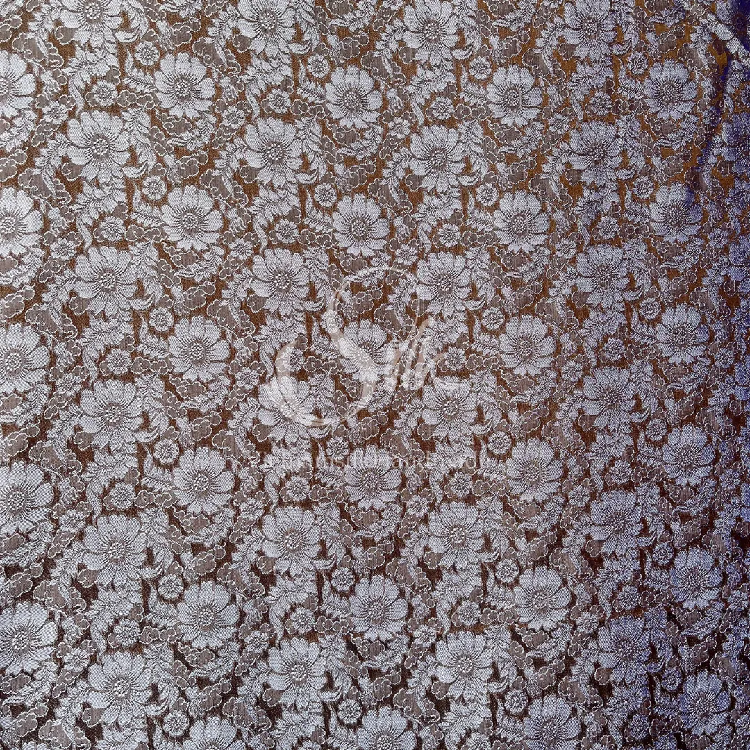 Green Silk with Daisy Flowers - PURE MULBERRY SILK fabric by the yard - Moss Green Floral Silk -Luxury Silk - Natural silk - Handmade in VietNam