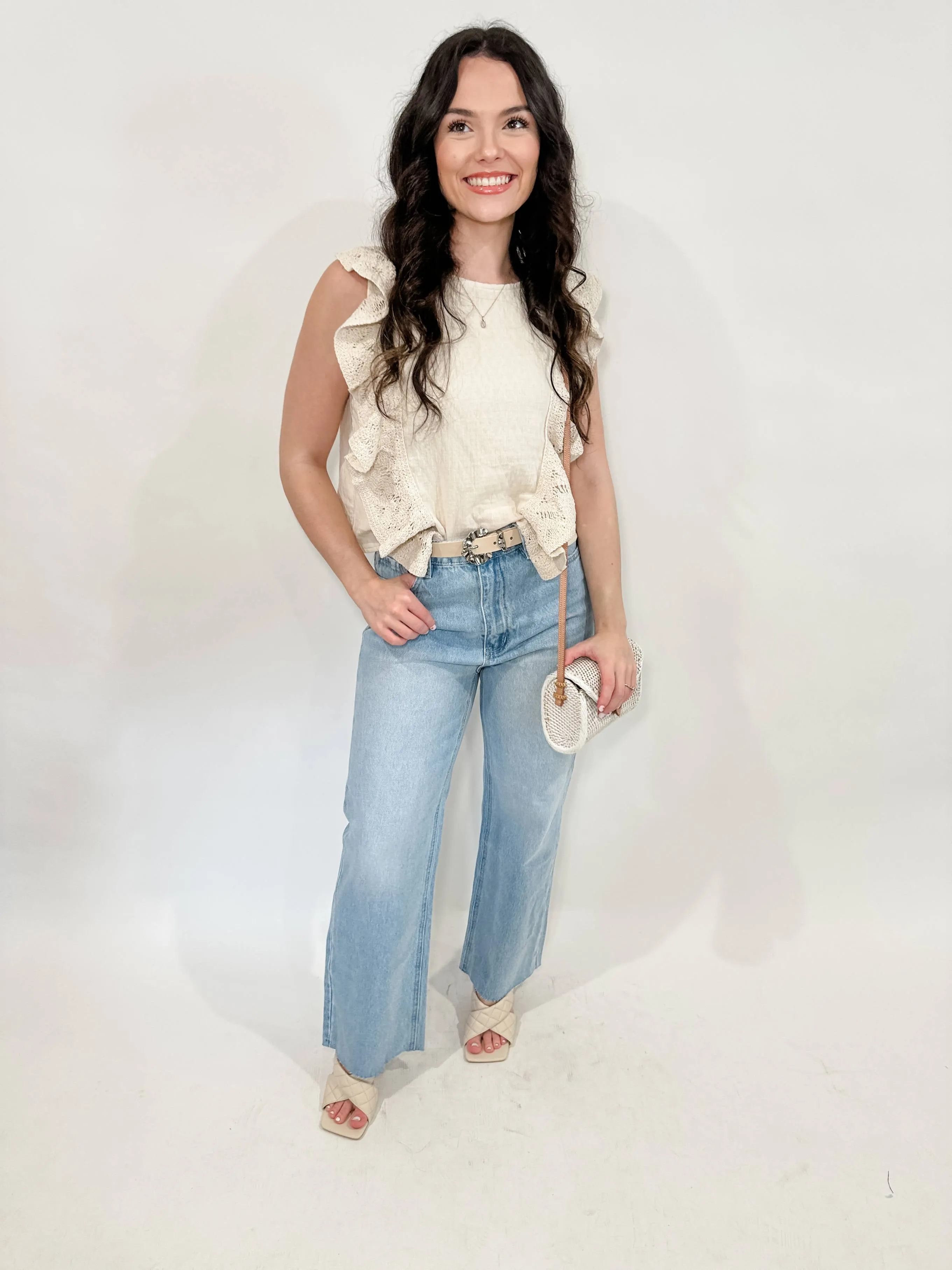 High Rise Raw Hem Jean