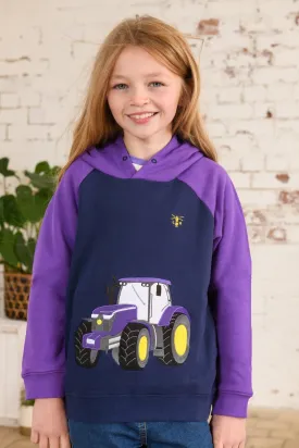Jill Hoodie - Purple Tractor Applique