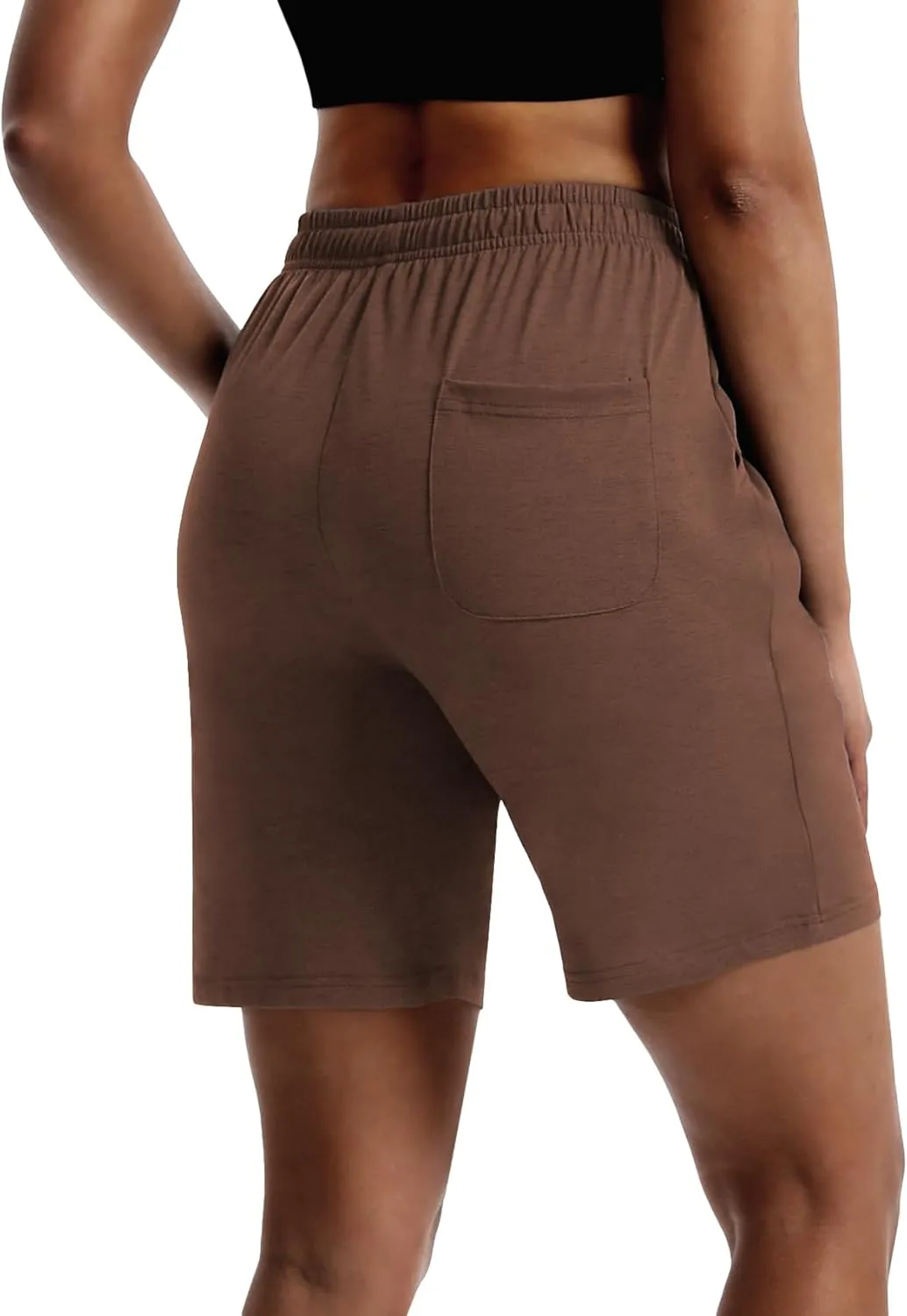 LUCKYCATCUS Women's 7" Bermuda Shorts Jersey Shorts with Pockets Workout Yoga Athletic Long Shorts for Women