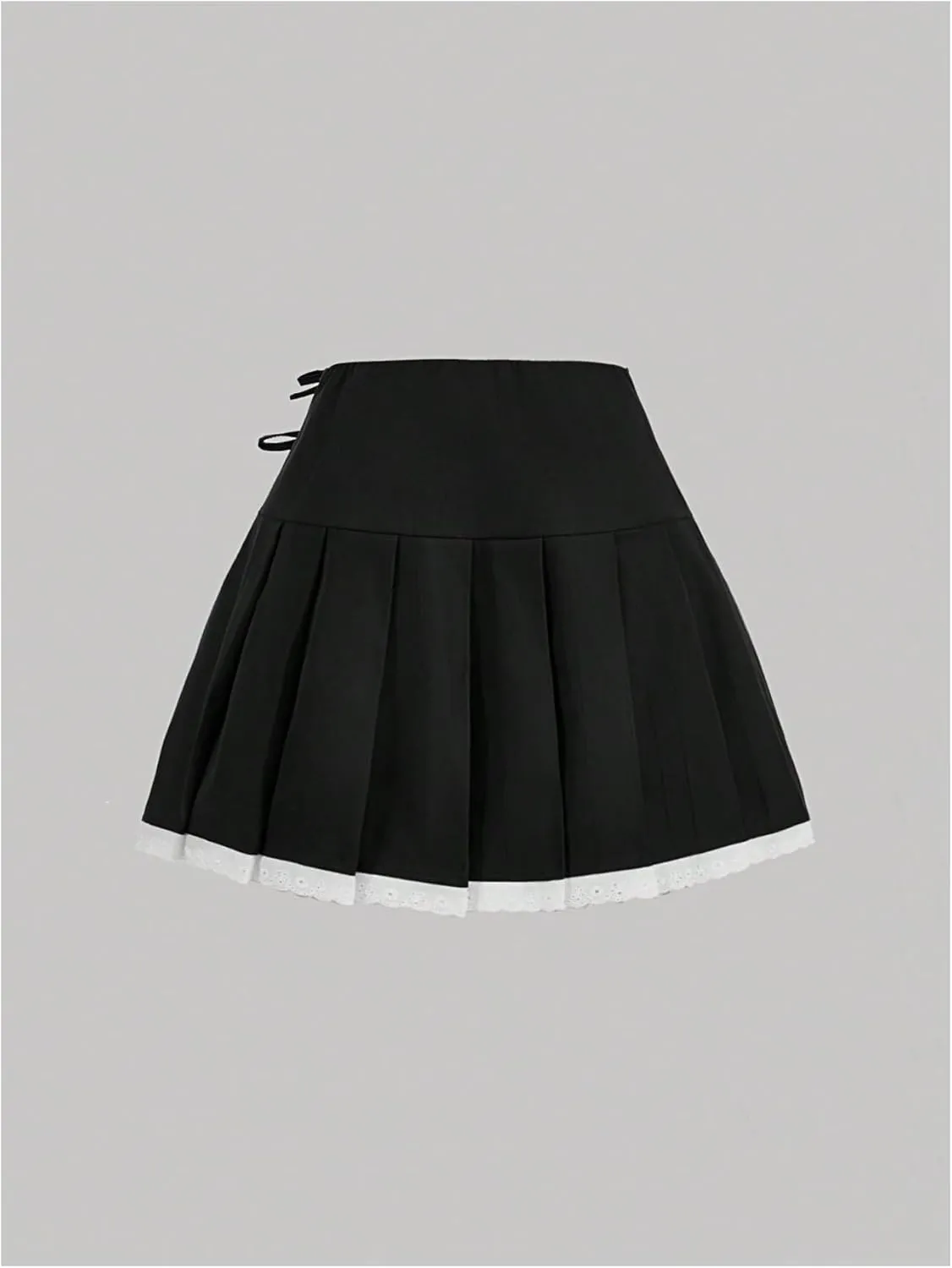 MakeMeChic Women's Bow High Waist Pleated A Line Mini Skirt Summer Skater Skirts