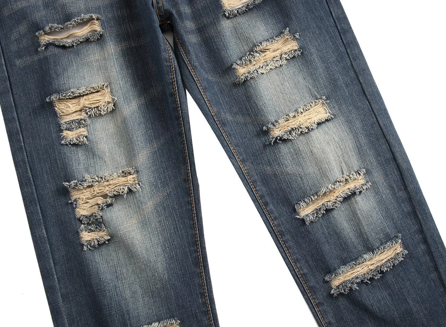 Men's Jeans Slim Fit Stretch Skinny Ripped Jeans for Men Stacked Distressed Straight Pants