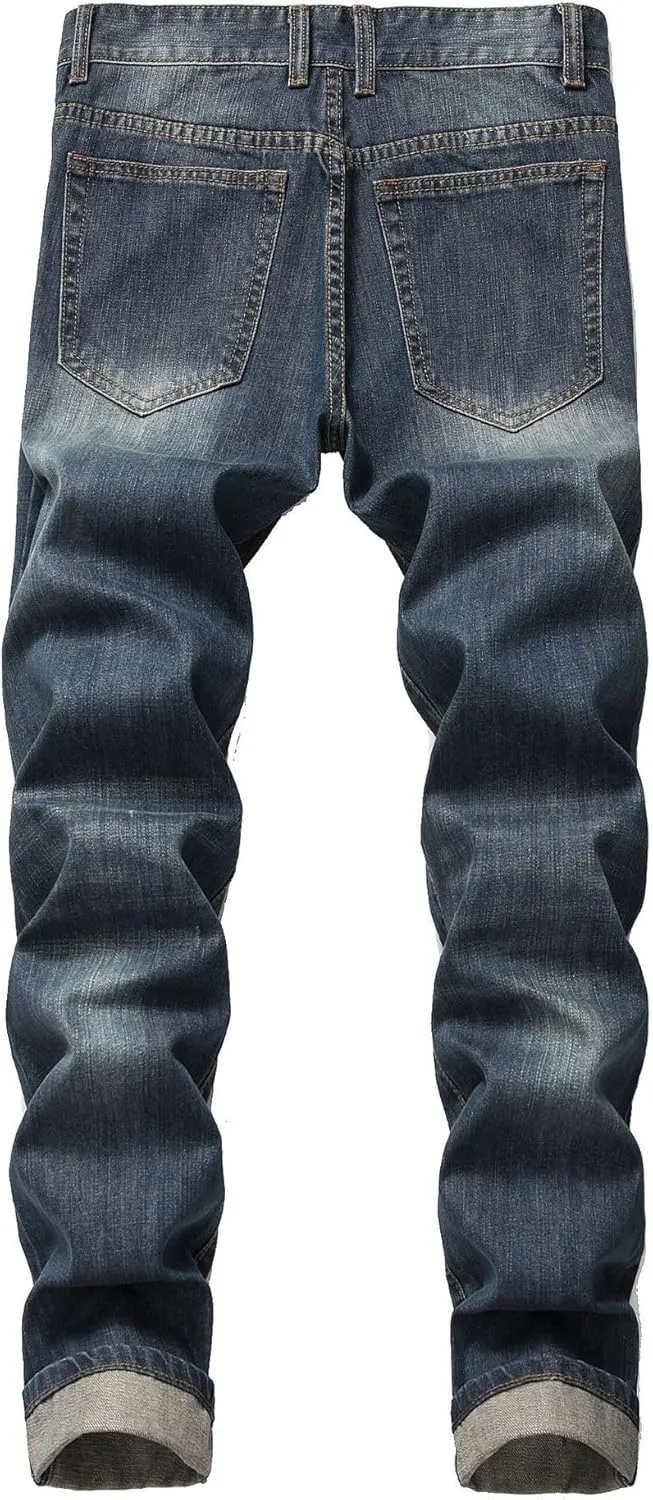 Men's Jeans Slim Fit Stretch Skinny Ripped Jeans for Men Stacked Distressed Straight Pants