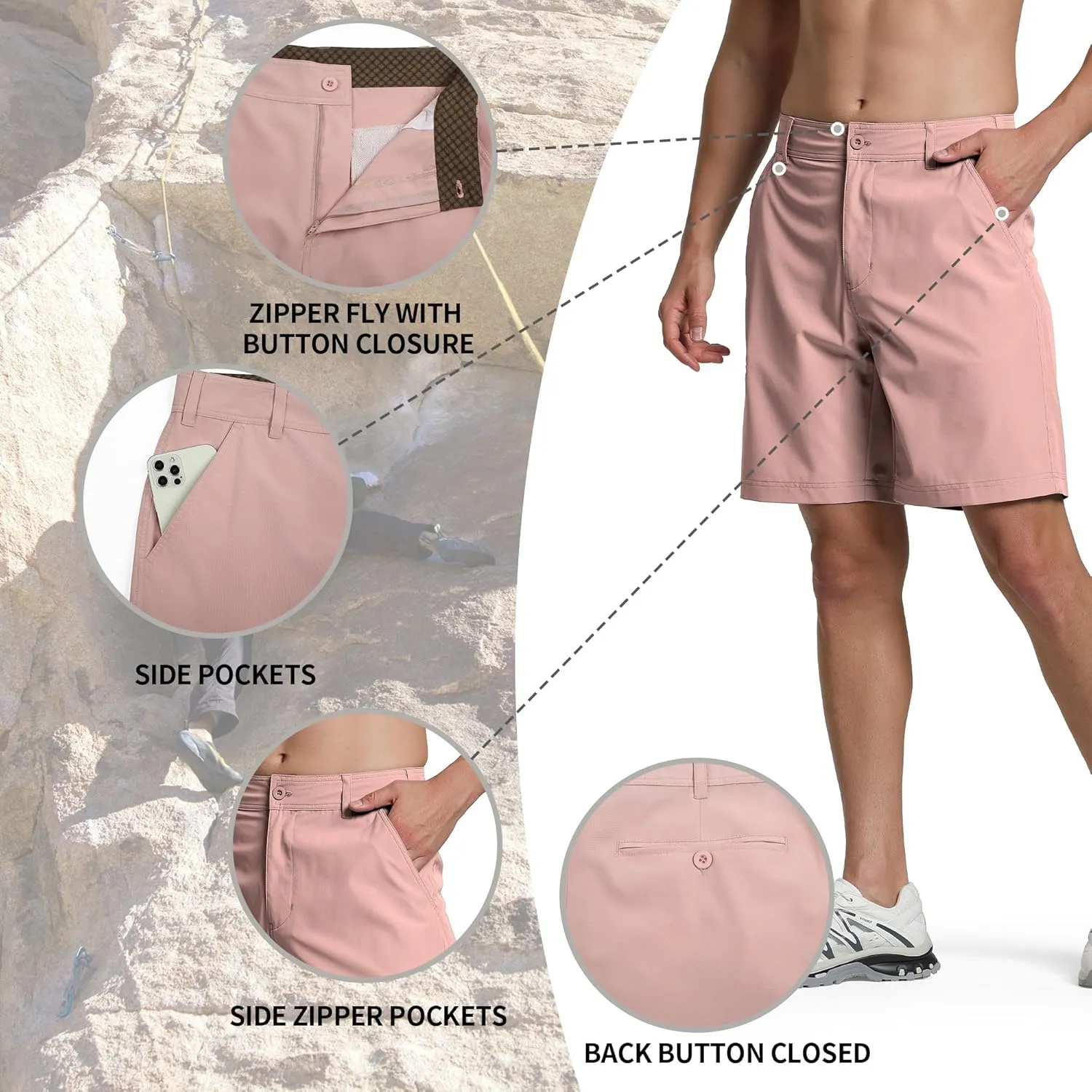 Men's Lightweight 9" Golf Shorts Quick Dry Stretch Hybrid Shorts