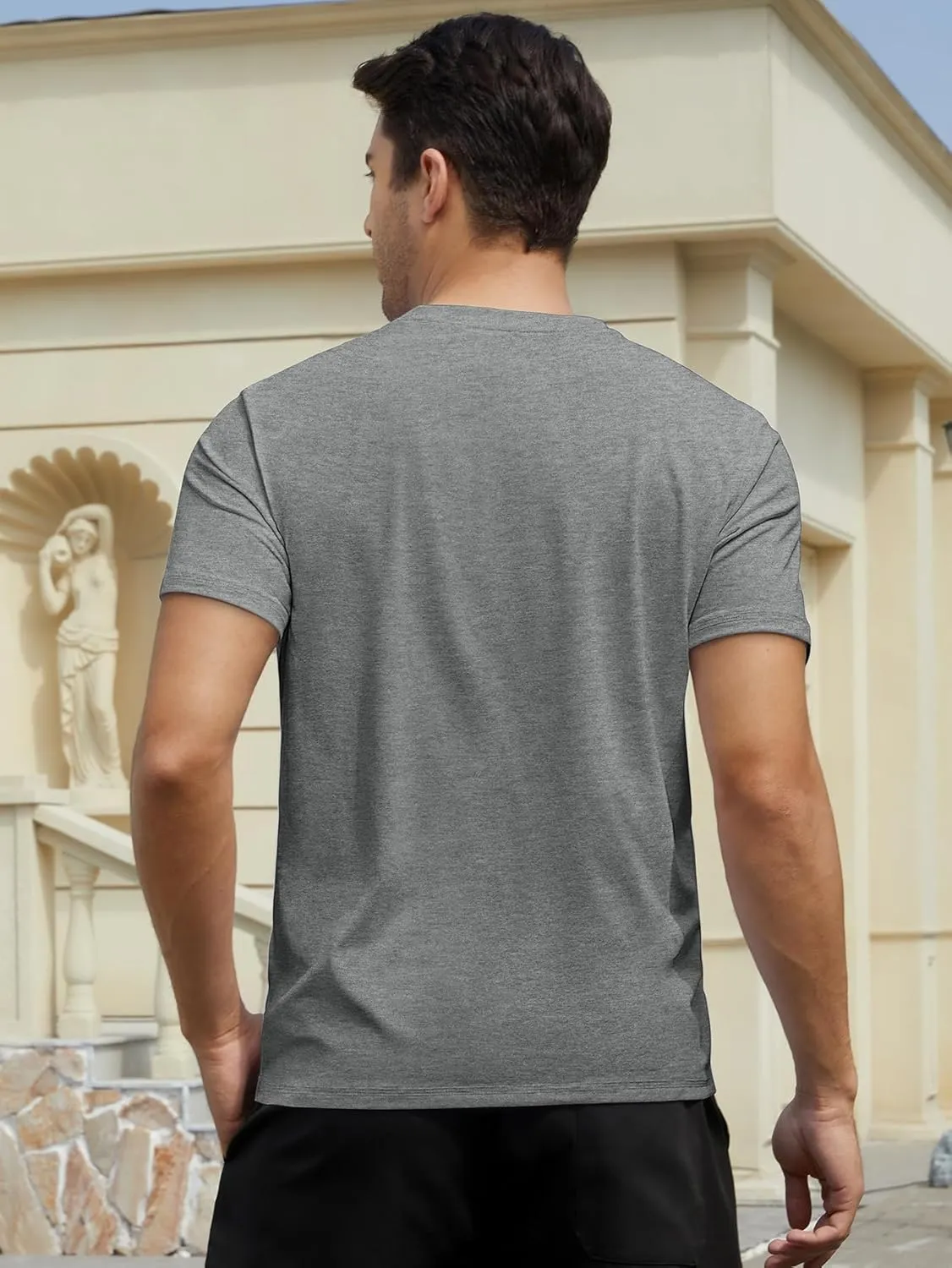 Mens T Shirts Casual Crewneck Short Sleeve Cotton Tee Shirts Hipster Hip Hop Longline T-Shirt