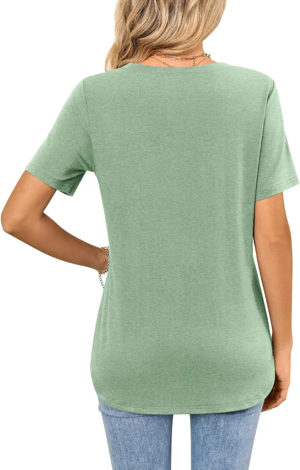 MIHOLL Womens T Shirts V Neck Short Sleeve 2025 Summer Tops Casual Loose T-Shirt