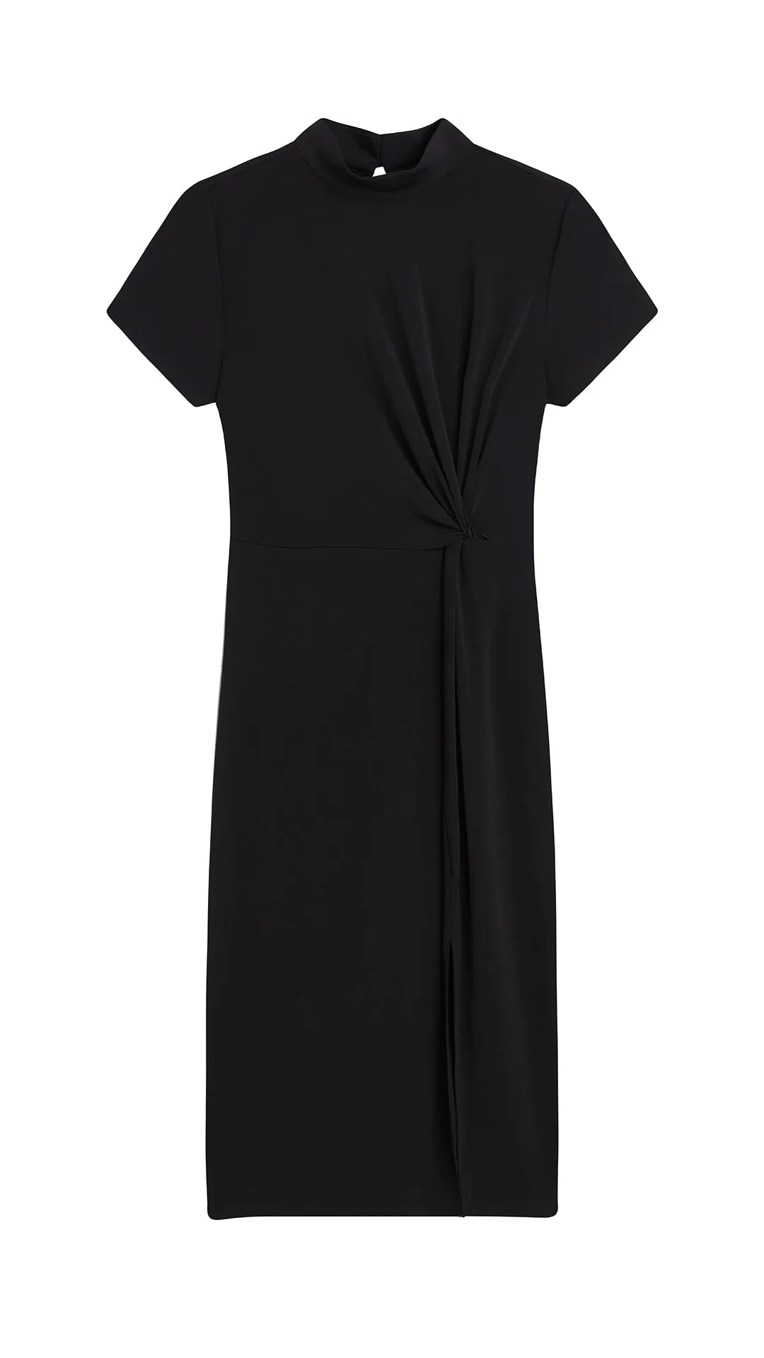 MOCK NECK FLARE DRESS