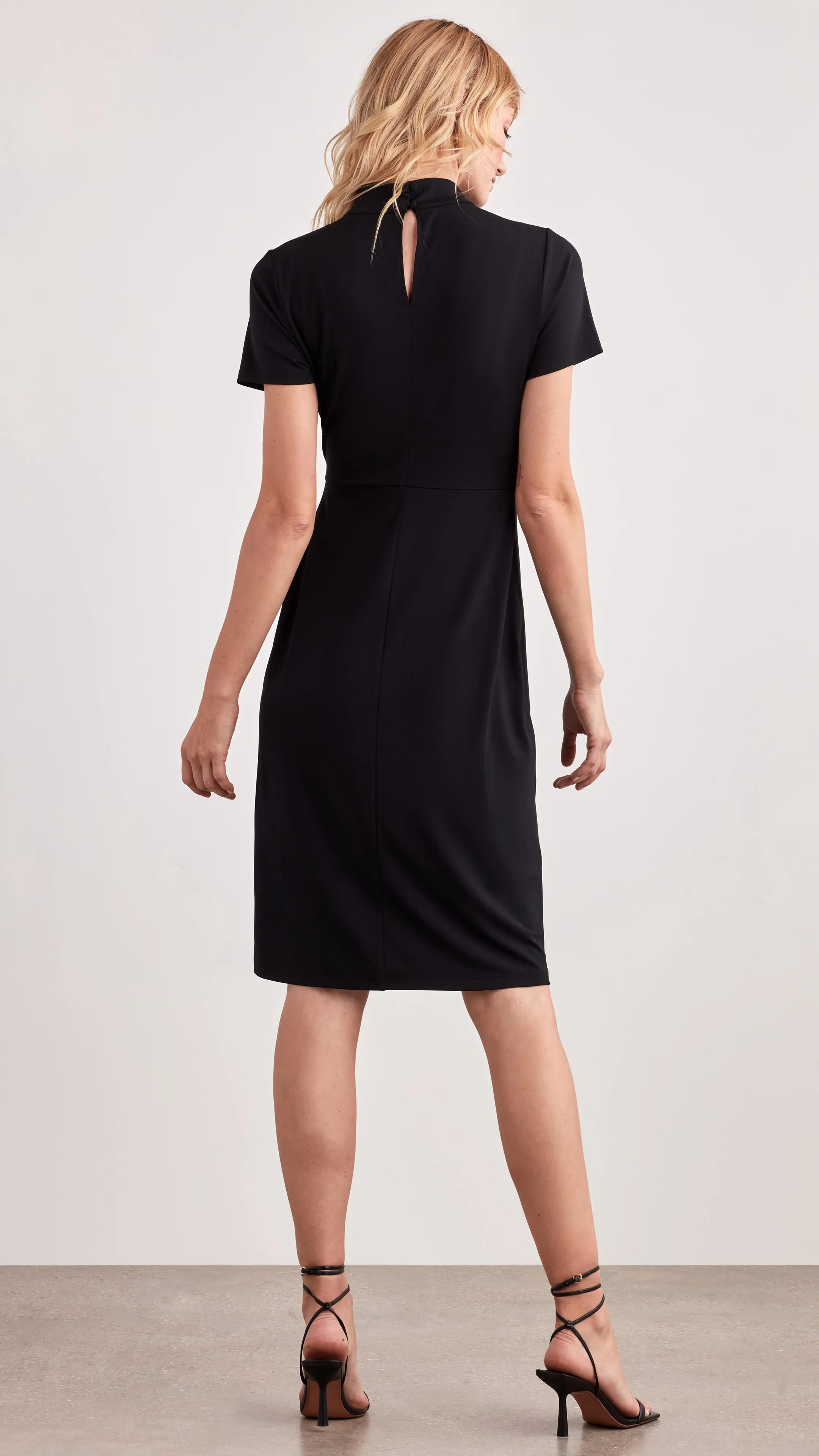 MOCK NECK FLARE DRESS