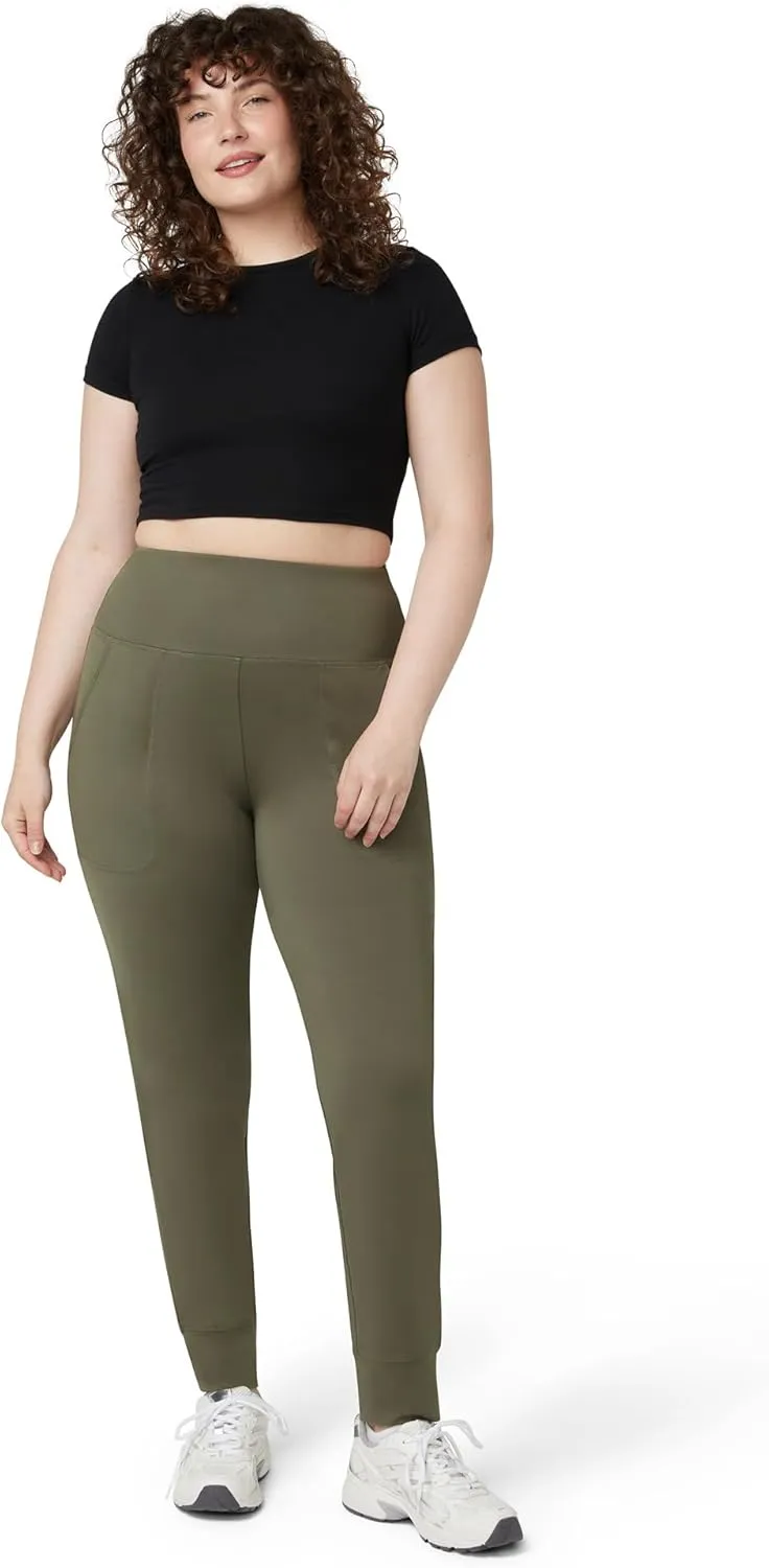 No Nonsense Women's Athletic Jogger with 4-Way Stretch, Pockets, High-Waisted Lounge Pants for Yoga, Running, Workout