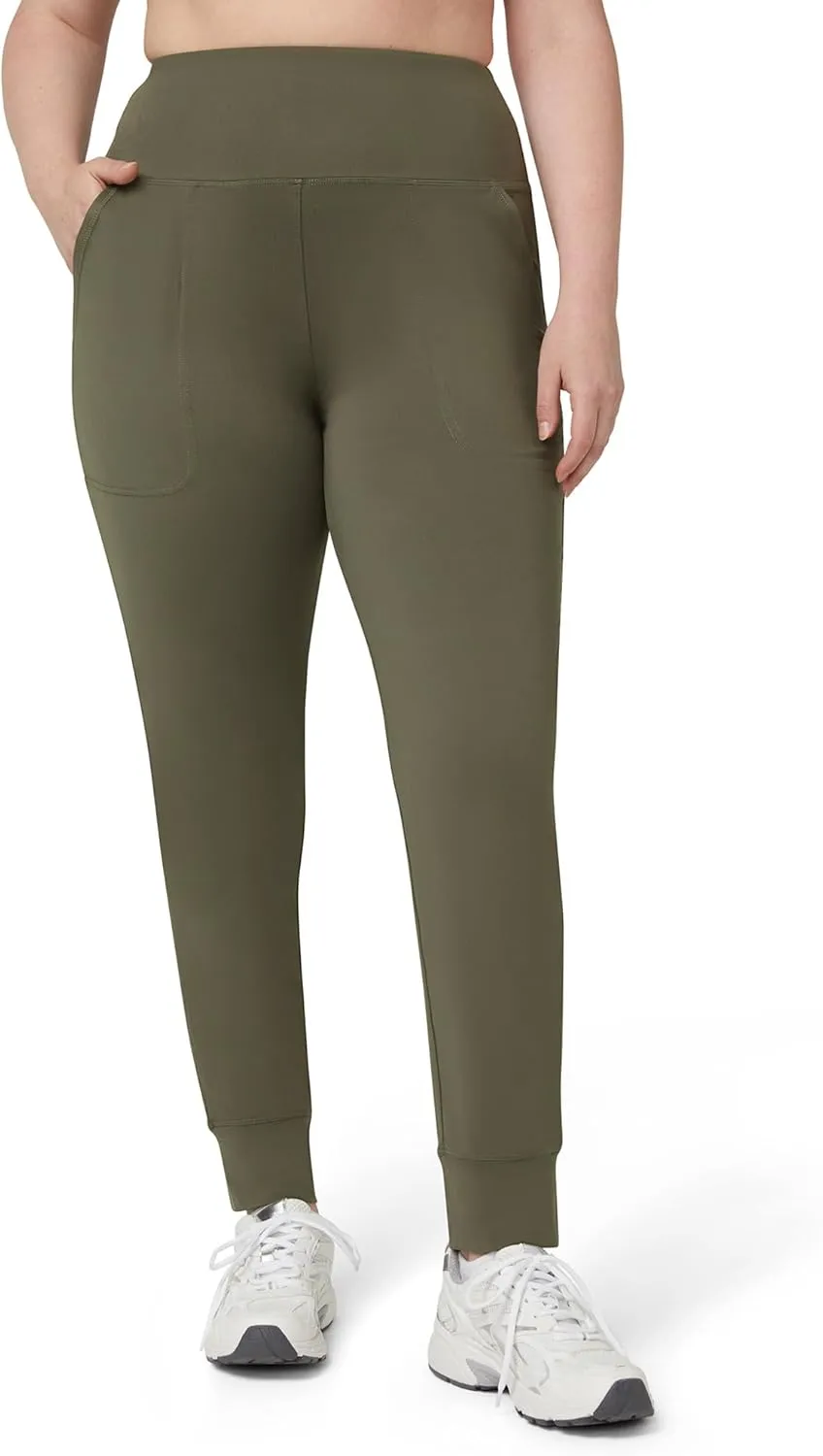 No Nonsense Women's Athletic Jogger with 4-Way Stretch, Pockets, High-Waisted Lounge Pants for Yoga, Running, Workout