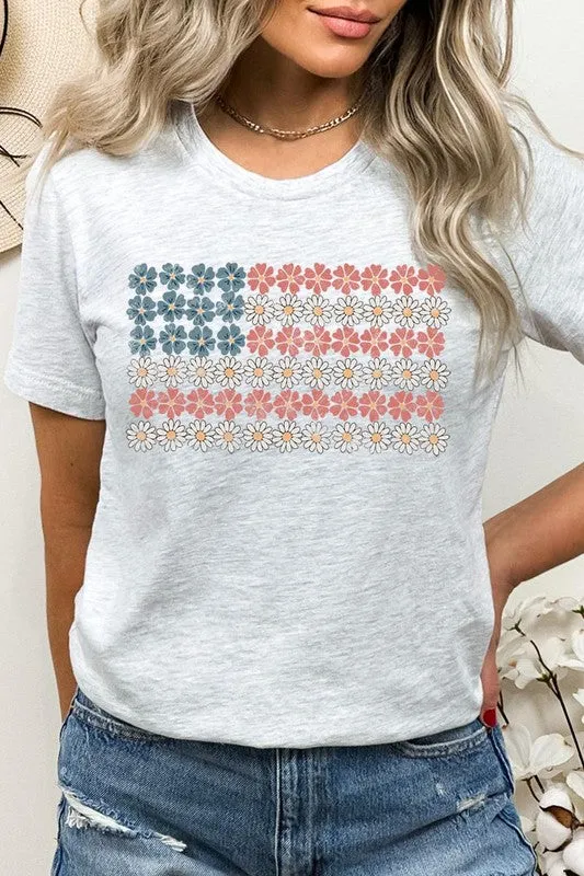 Patriotic Flower Flag Graphic T Shirts