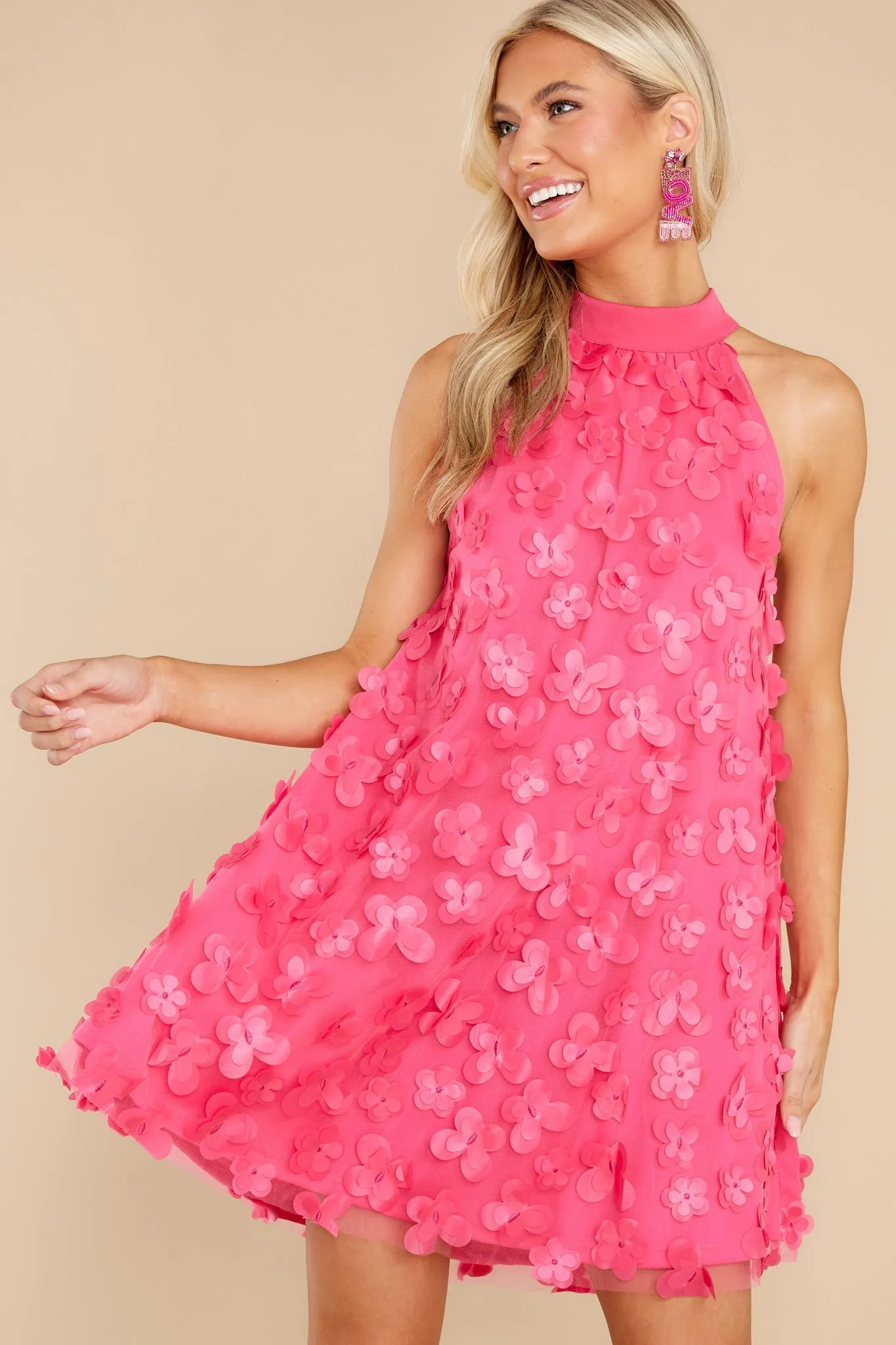 Perfectly Dainty Hot Pink Floral Dress