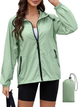 PITINAN Rain Jacket Women Waterproof Lightweight Rain Jacket With Hood Packable Raincoat with Pockets S-XXL