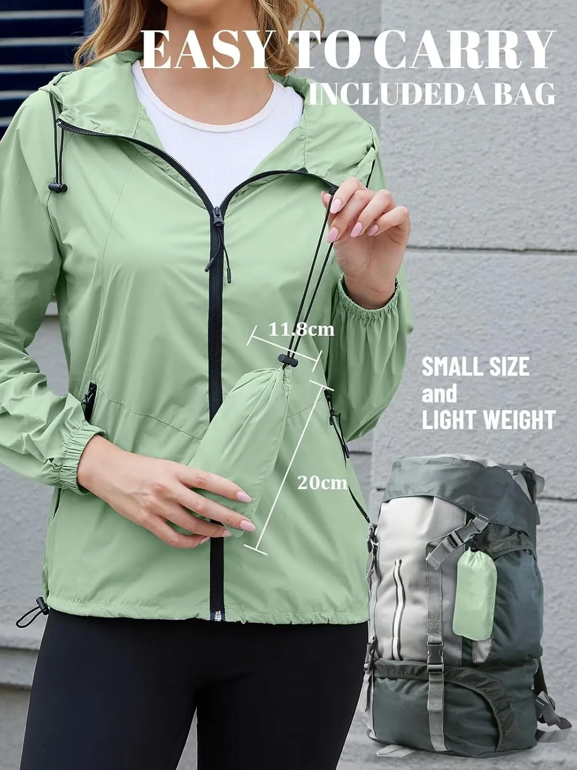 PITINAN Rain Jacket Women Waterproof Lightweight Rain Jacket With Hood Packable Raincoat with Pockets S-XXL
