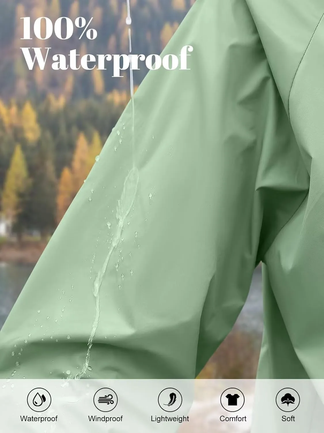 PITINAN Rain Jacket Women Waterproof Lightweight Rain Jacket With Hood Packable Raincoat with Pockets S-XXL