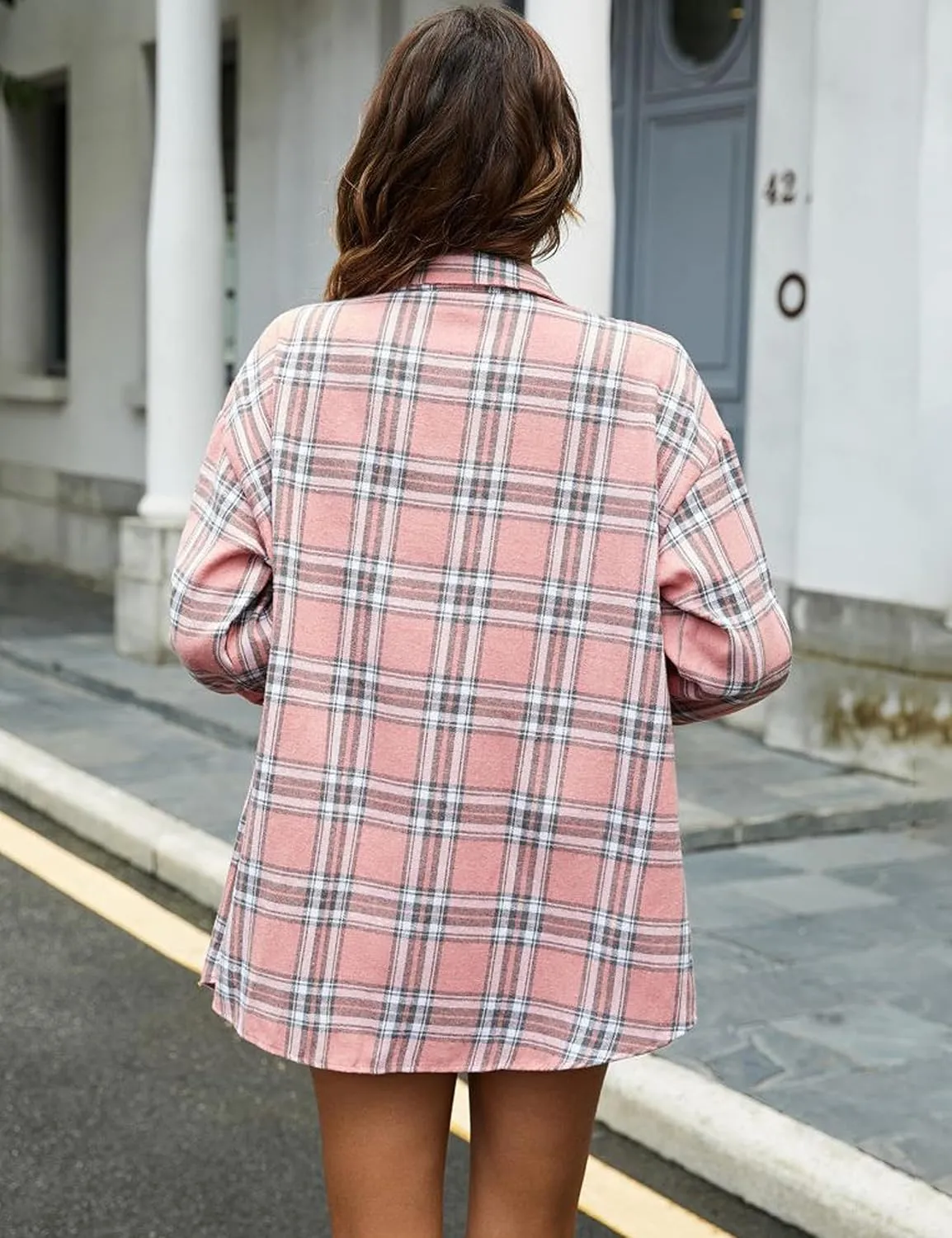 Plaid Flannel Shirts for Women Oversized Button Down Long Sleeve Buffalo Shirts Blouse Tops