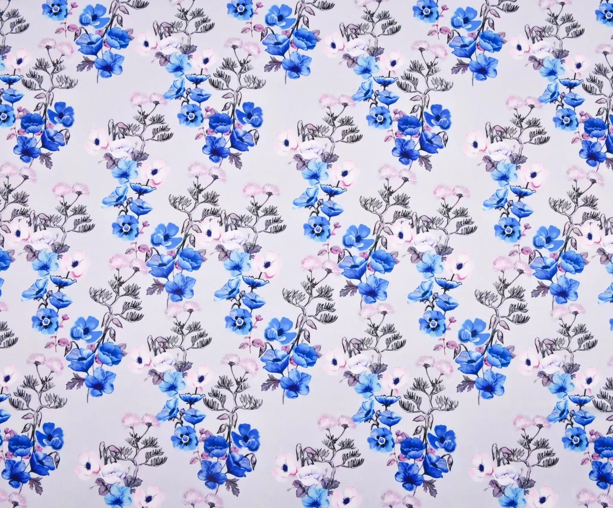 Premium Stretch Silky Satin Digital Print Fabric- Wild Flowers-#10/1