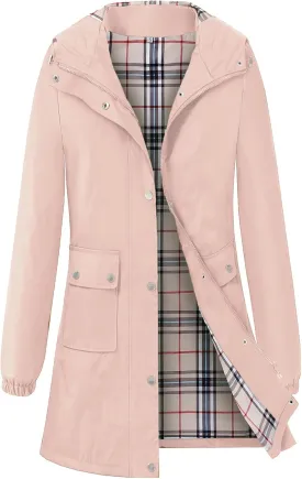 Rain Coat for Women Waterproof with Hood Lightweight Women's Rain Jacket Outdoor Trench Windbreaker Long Raincoats
