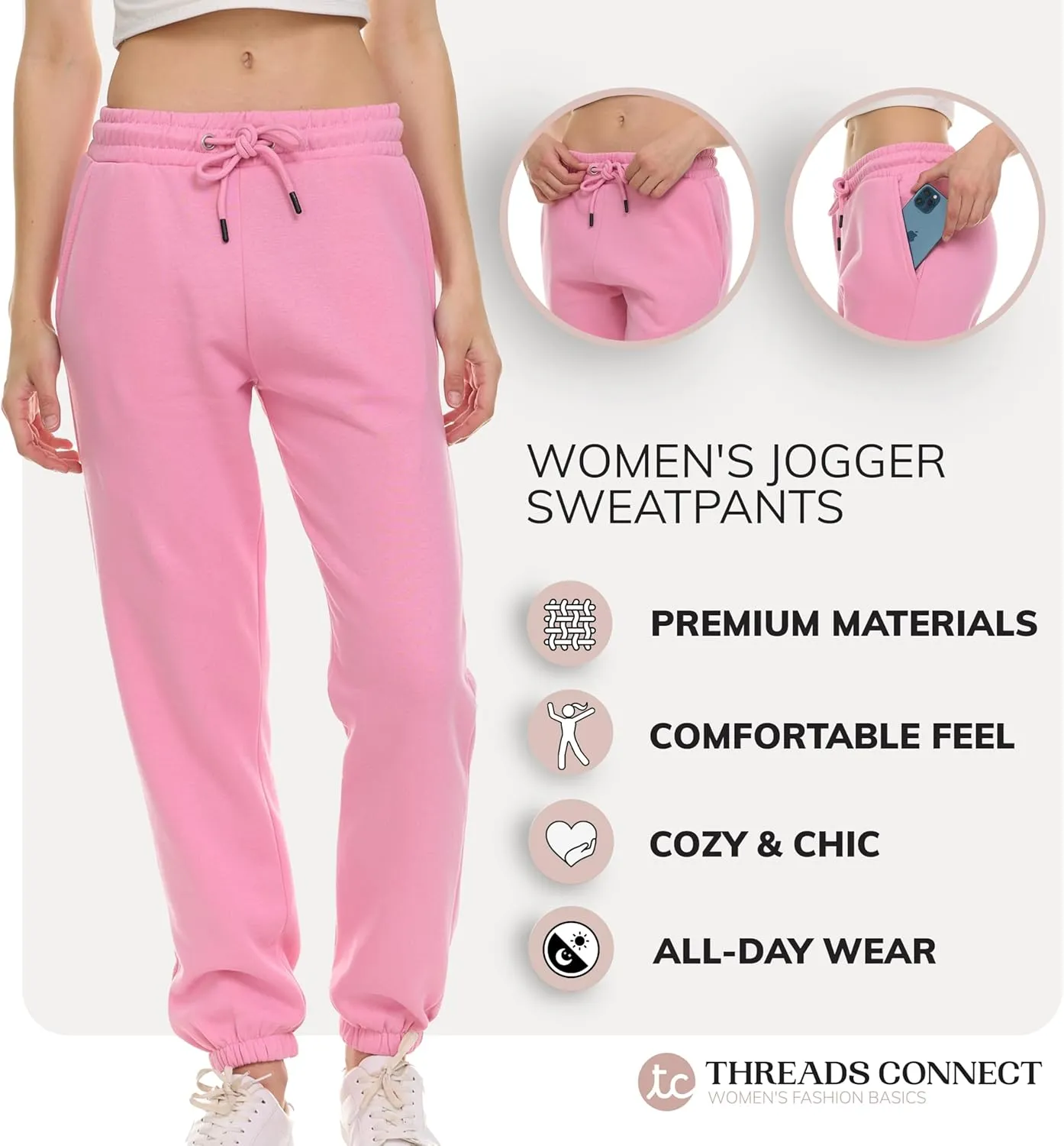 Sweatpants for Women, Closed Cinch Bottom Fleece Lounge Womens Oversized Joggers