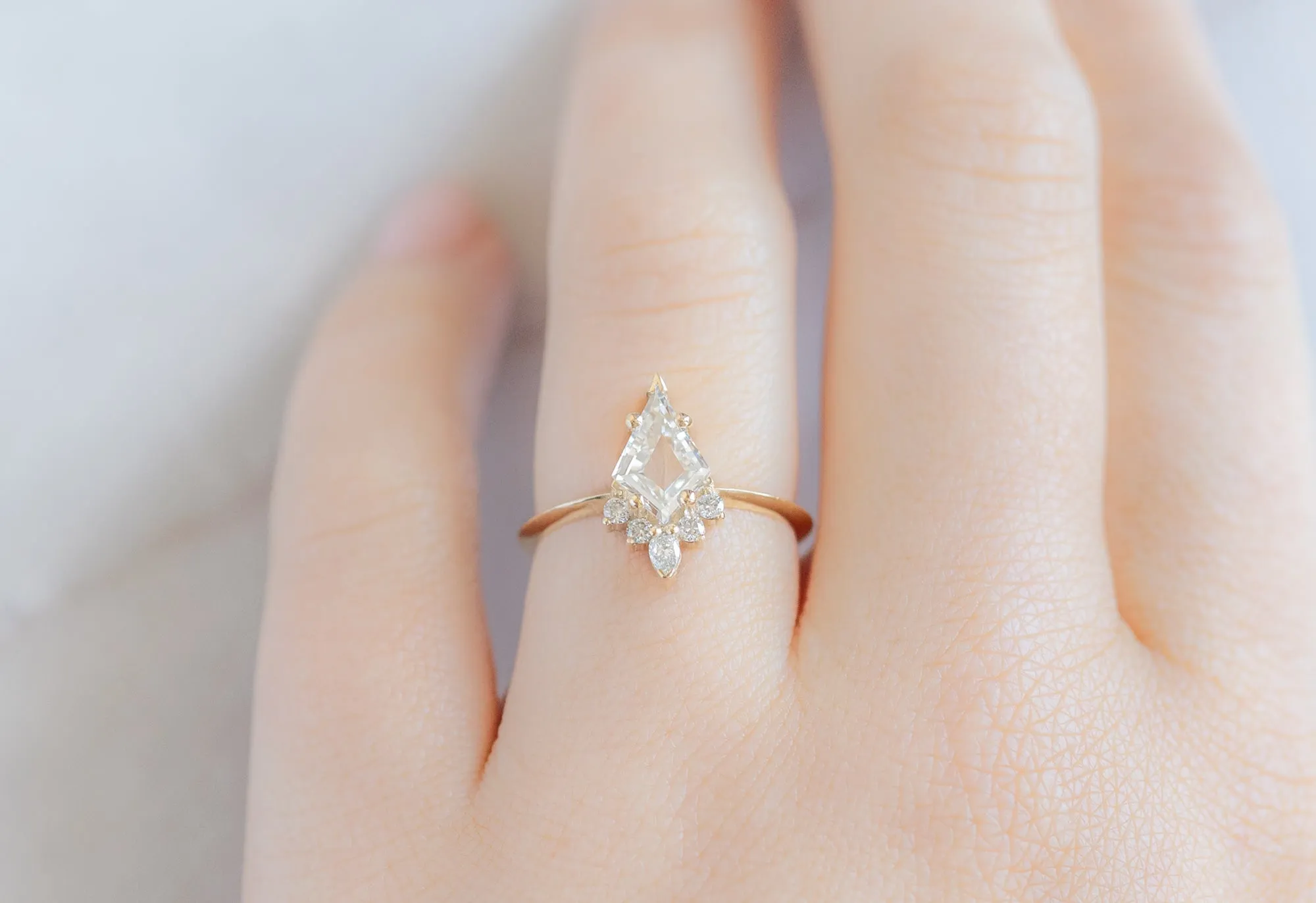 The Aster Ring with a .95ct Kite Shaped Lab Grown Diamond