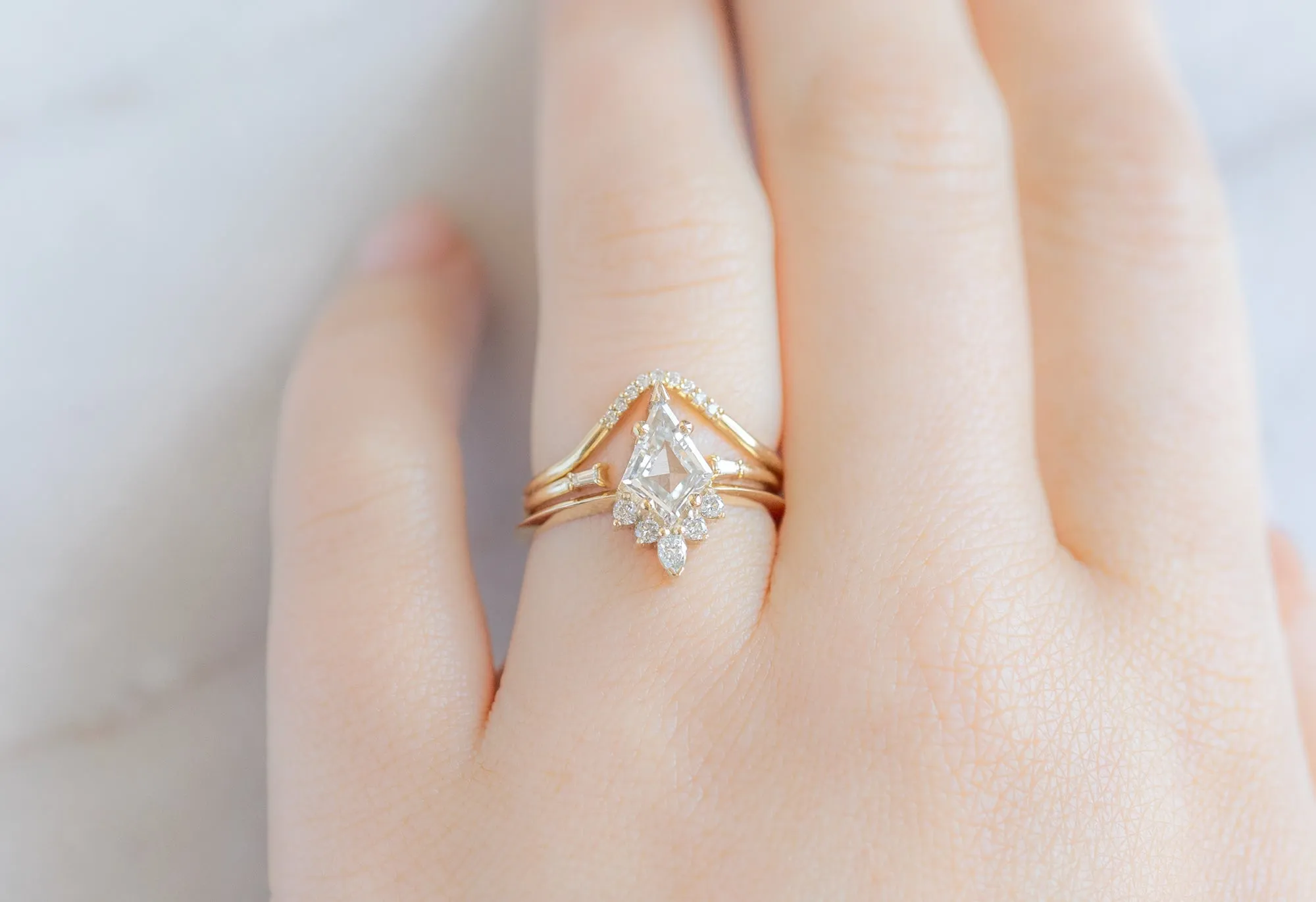 The Aster Ring with a .95ct Kite Shaped Lab Grown Diamond