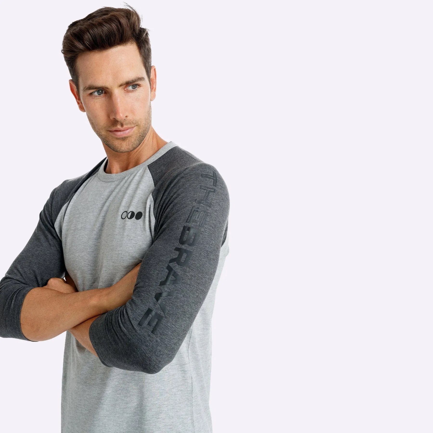 The Brave - Men's Adventure Raglan Shirt - Light Grey Marle/Charcoal Marle
