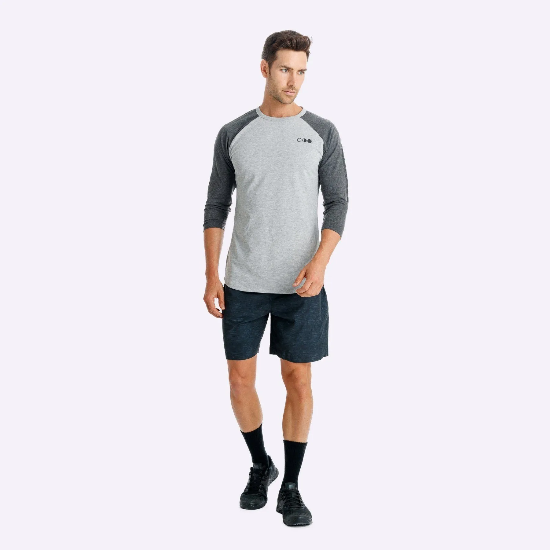The Brave - Men's Adventure Raglan Shirt - Light Grey Marle/Charcoal Marle