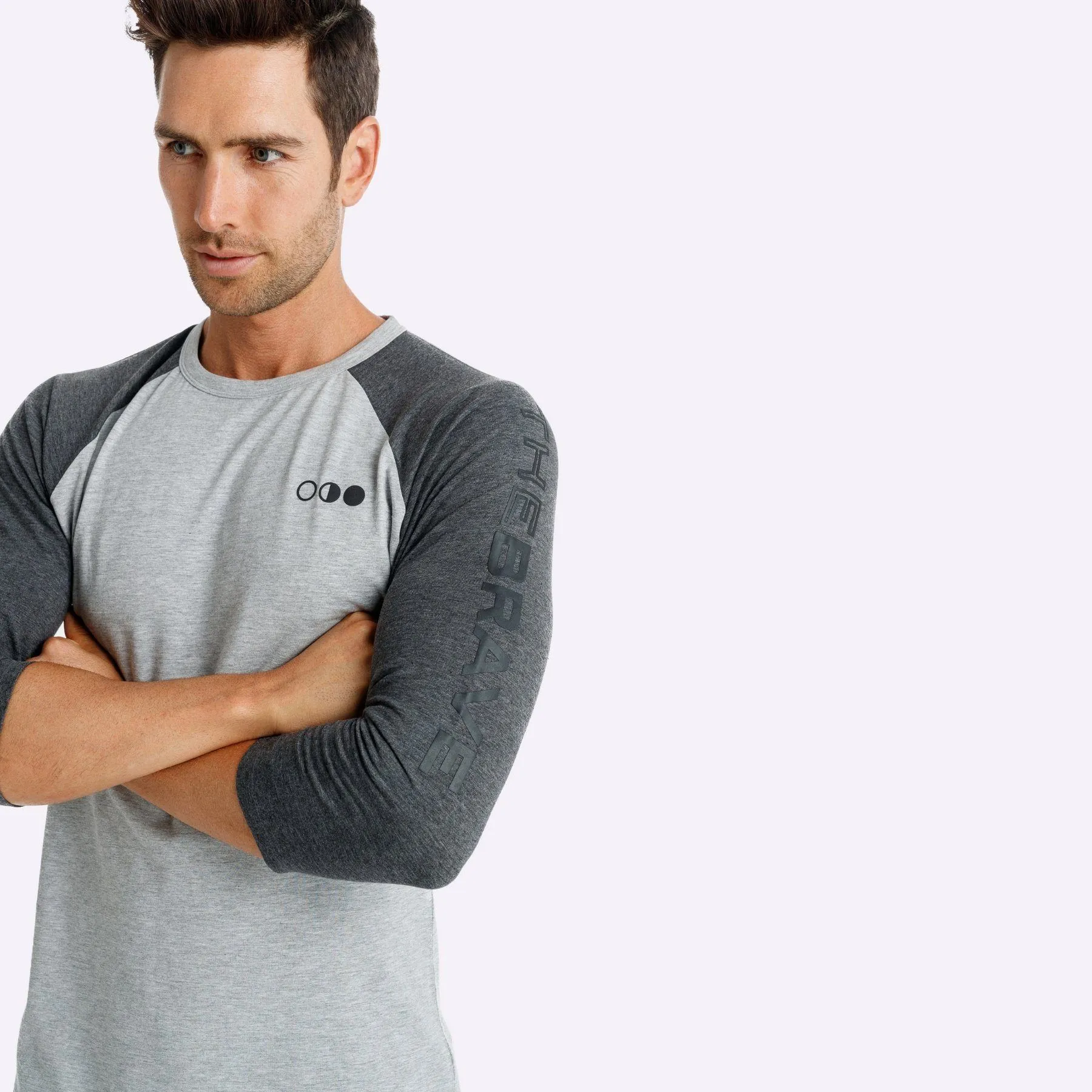 The Brave - Men's Adventure Raglan Shirt - Light Grey Marle/Charcoal Marle