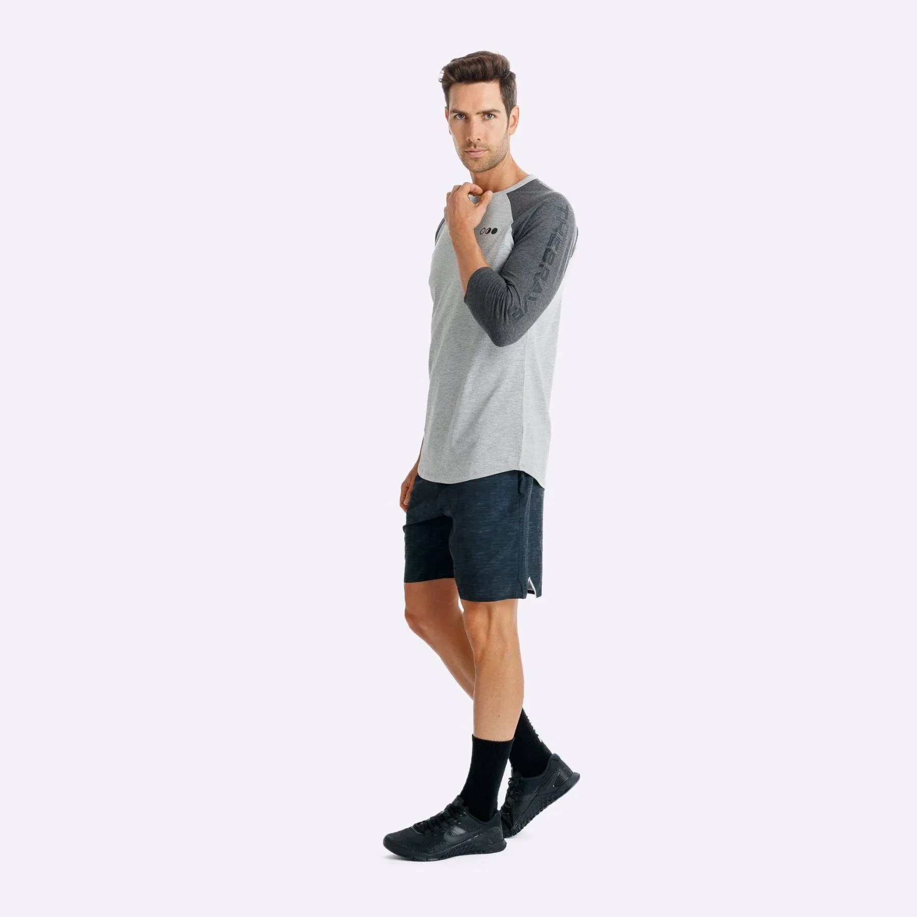 The Brave - Men's Adventure Raglan Shirt - Light Grey Marle/Charcoal Marle