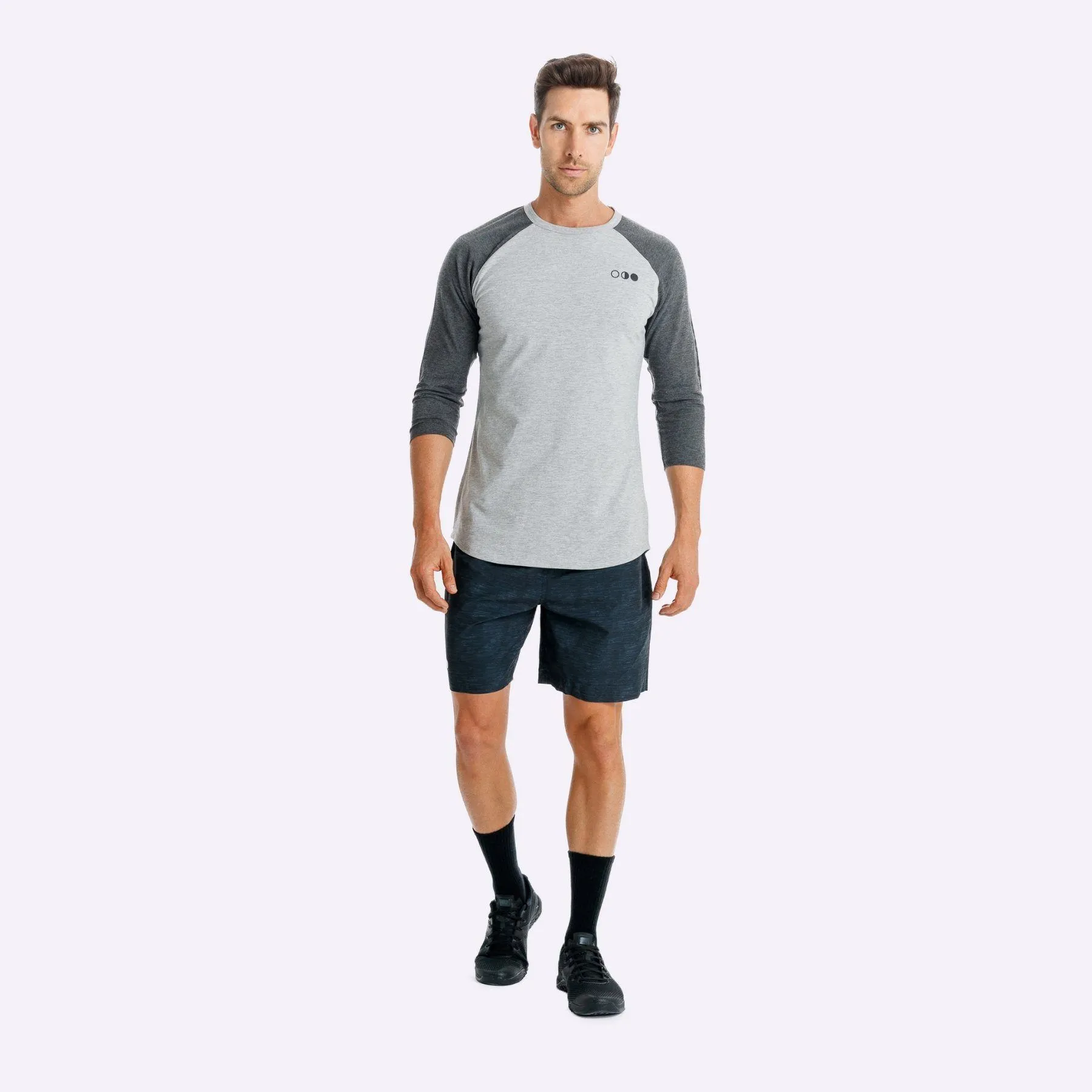 The Brave - Men's Adventure Raglan Shirt - Light Grey Marle/Charcoal Marle