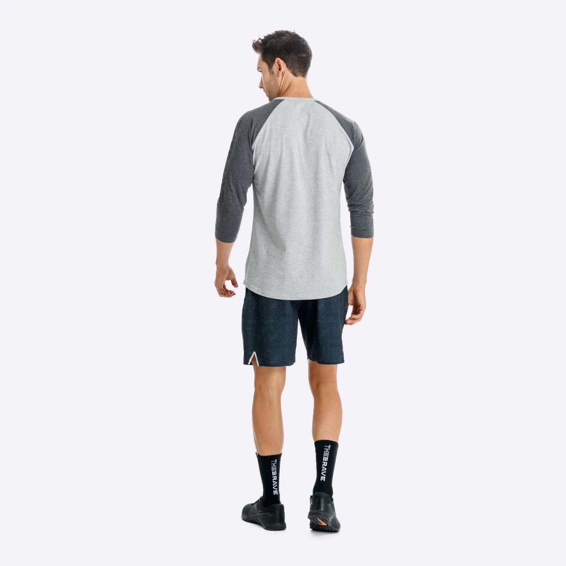 The Brave - Men's Adventure Raglan Shirt - Light Grey Marle/Charcoal Marle