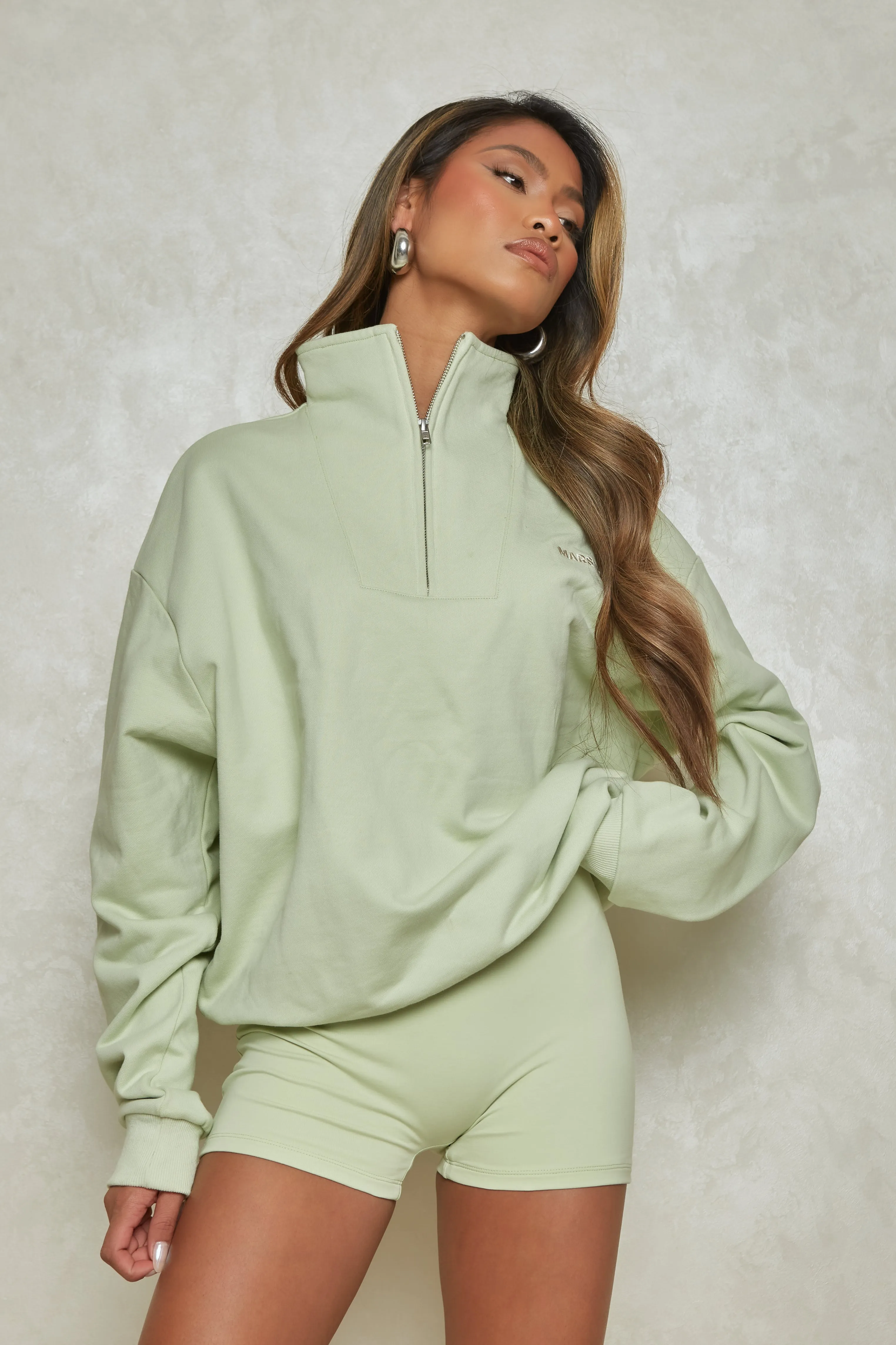 The Essentials Quarter Zip - Sage