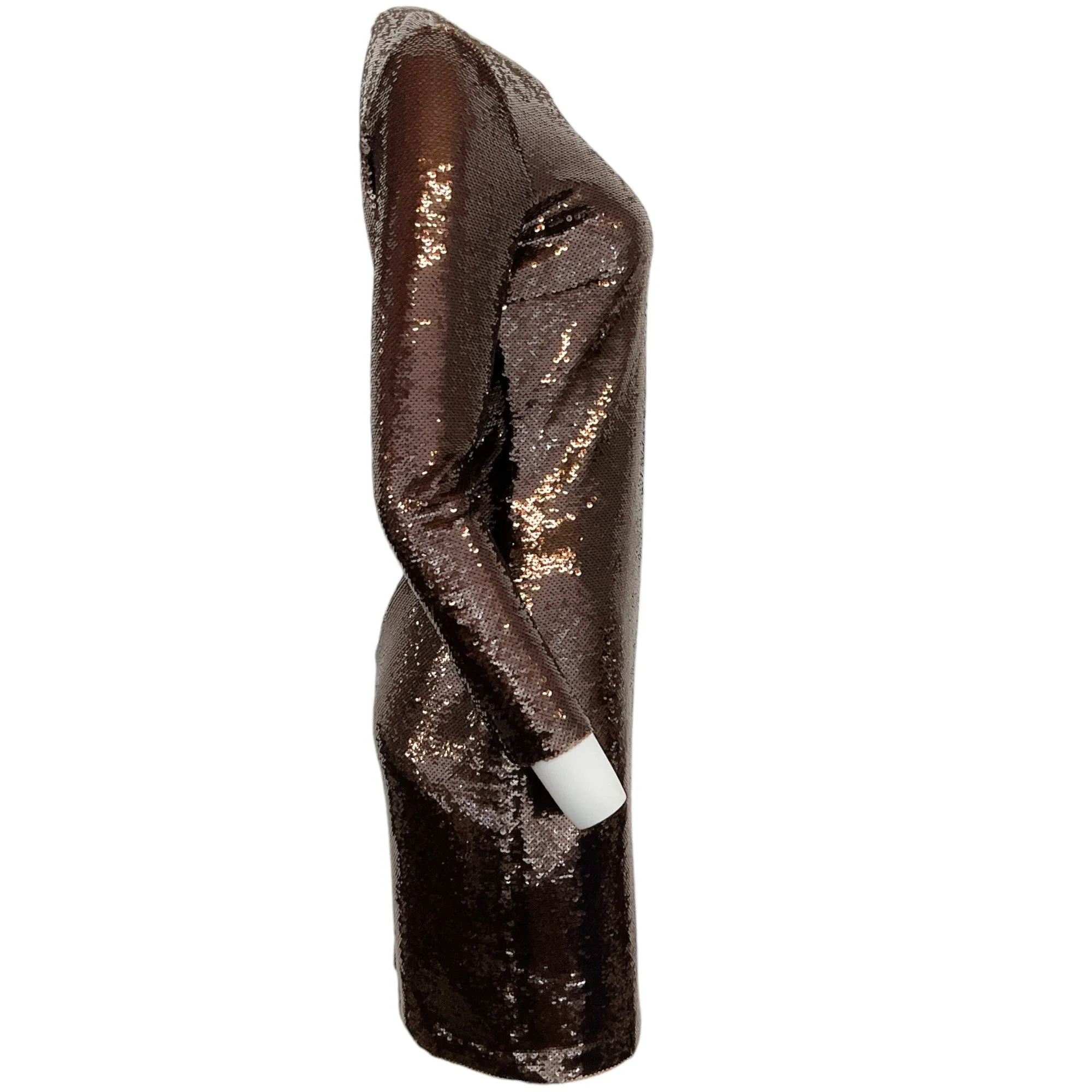 Tom Ford Brown Long Sleeve Sequined Dress